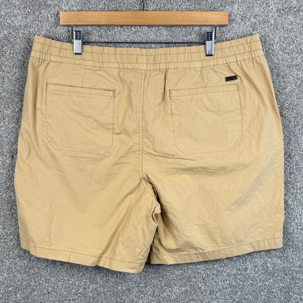 LL Bean Mens XL Khaki Tan Elastic Waist Drawstring Ripstop Shorts
